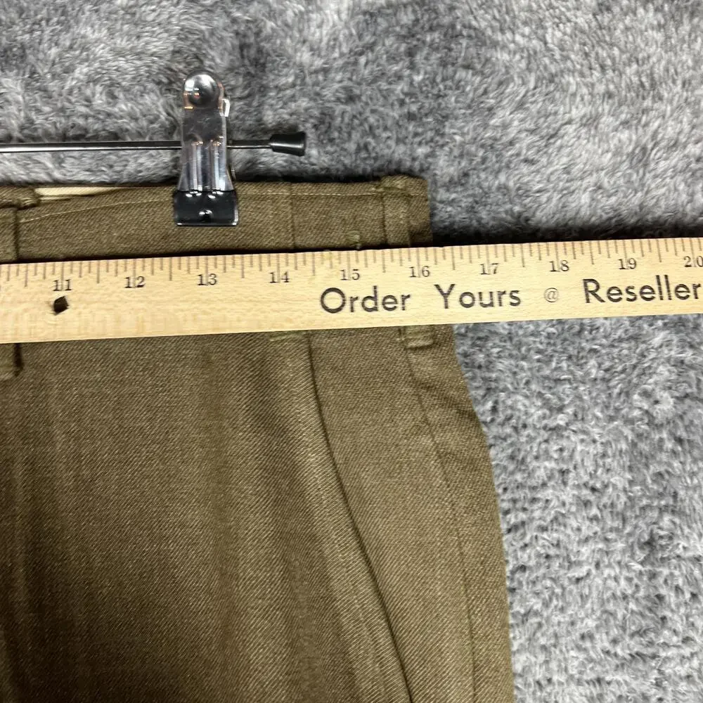 Vintage Pants Mens 31x31 Green Tweed Wool Army WWII Button Fly Lined Straight